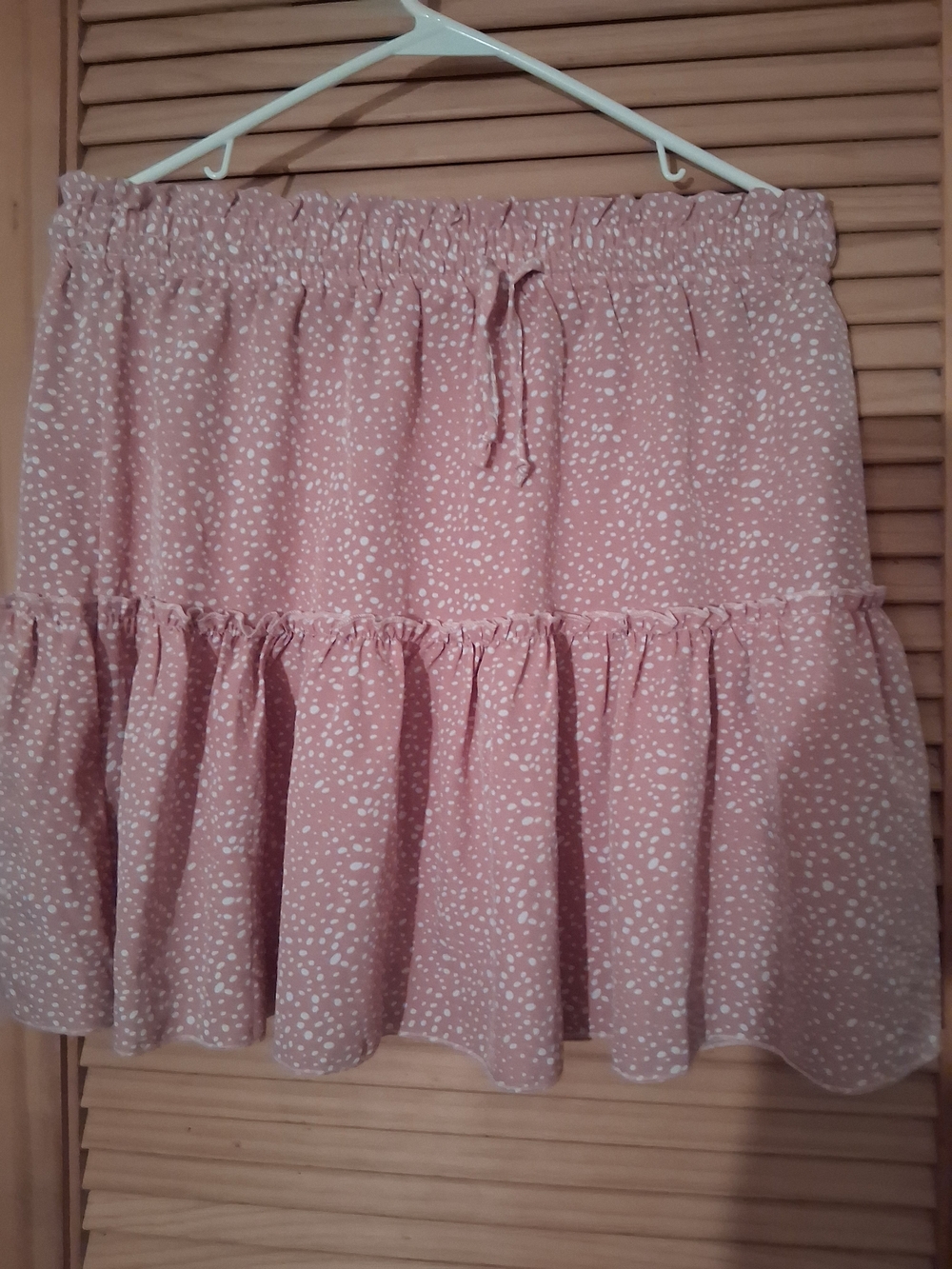 Tiered A-Line Skirt in Dusty Pink with Spot Print
